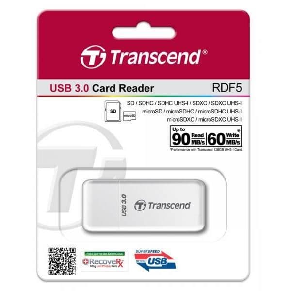 TRANSCEND multikortläsare - USB 3.0 - Kompatibel med microSD, SDHC, SDXC - 2 års garanti