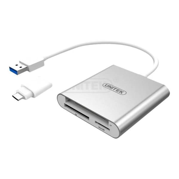 UNITEK allt-i-ett kortläsare - USB 3.0 - SD, CF, microSD - Grå