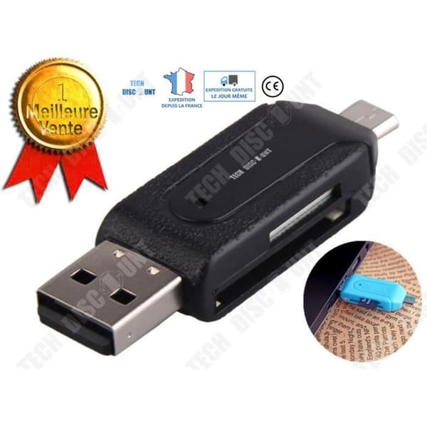 SD-kortläsare USB intern minnesmikroadapter bärbara datorer högpresterande kompakt liten svart port
