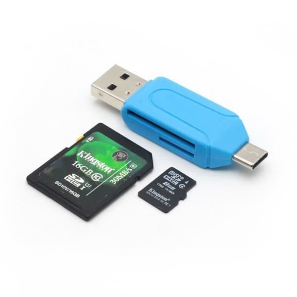 TD® 2 in 1 Micro USB OTG USB Flash Drive Adapter / Micro SD Memory Card Reader / Data Card Adapter Blå