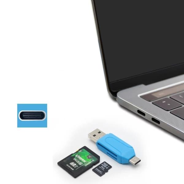 TD® 2 in 1 Micro USB OTG USB Flash Drive Adapter / Micro SD Memory Card Reader / Data Card Adapter Blå
