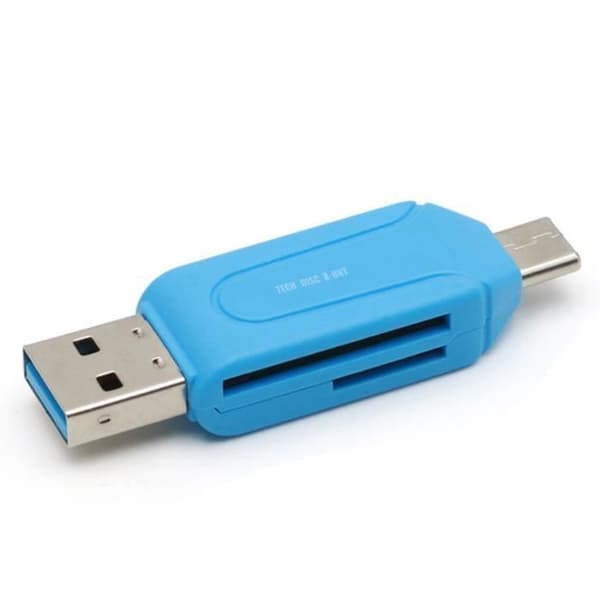 TD® 2 in 1 Micro USB OTG USB Flash Drive Adapter / Micro SD Memory Card Reader / Data Card Adapter Blå