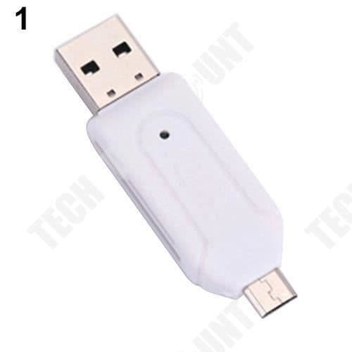 TD® Bärbar 2 i 1 USB OTG-kortläsare / Universal Micro SD Micro USB TF SD-kortläsare för PC-telefon / Vit multifunktion