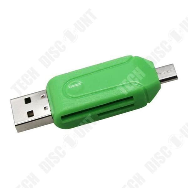 TD® USB 2.0 Flash Drive + TF-Micro SD-SD till Micro USB OTG-kortläsare för enhet med multifunktionell USB-port - grön