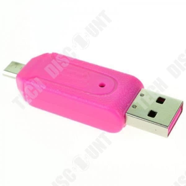 TD® USB 2.0 Flash Drive + TF-Micro SD-SD till Micro USB OTG-enhetskortläsare med multifunktions USB-port - Rosa - 4 i 1 USB