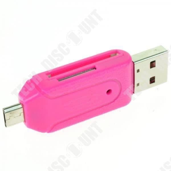 TD® USB 2.0 Flash Drive + TF-Micro SD-SD till Micro USB OTG-enhetskortläsare med multifunktions USB-port - Rosa - 4 i 1 USB