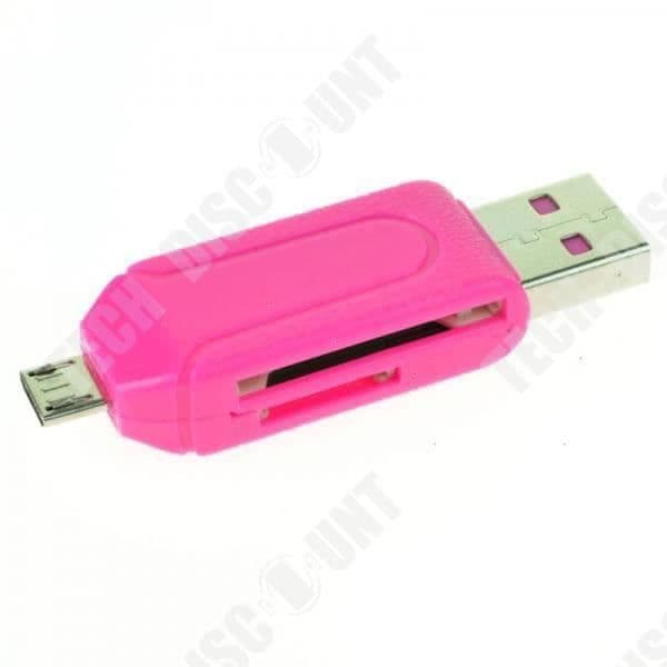 TD® USB 2.0 Flash Drive + TF-Micro SD-SD till Micro USB OTG-enhetskortläsare med multifunktions USB-port - Rosa - 4 i 1 USB