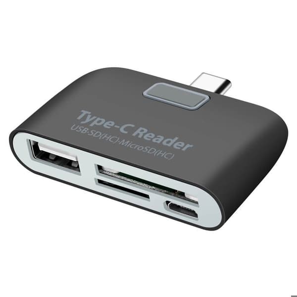 USB-C till USB-adapter - Avizar - Med SD-kortläsare - Svart