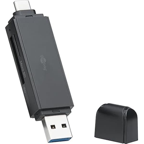 USB C 2 i 1 Kortläsare - GOOBAY - 58261 - USB 3.0 - Kompatibel med SDXC/SDHC/microSD - SuperSpeed 5 Gbit/s