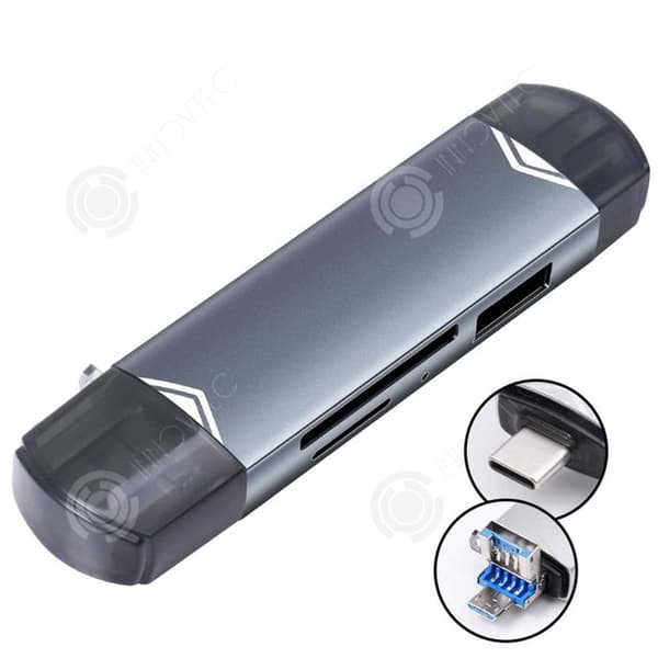 INN SD-kortläsare med 64 GB USB 3.0 Type-C dubbel kortplats Höghastighetsöverföring kompatibel telefondator