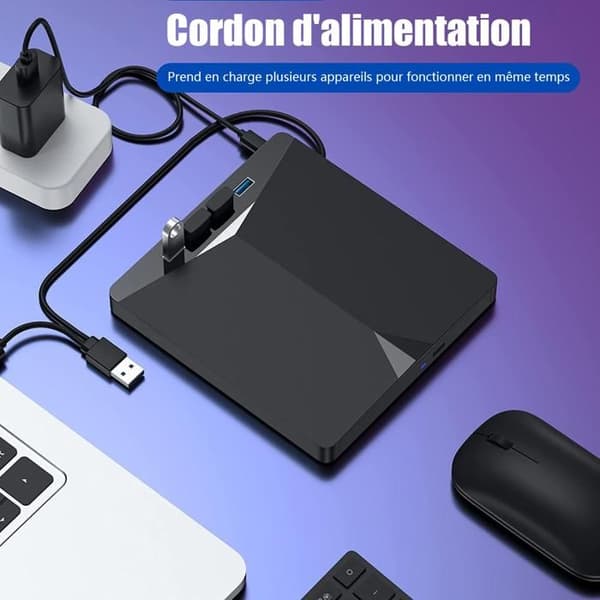 Bärbar USB 3.0 extern DVD CD-brännare - 7 i 1 multifunktions DVD-brännare - för Windows 11/10/8/7