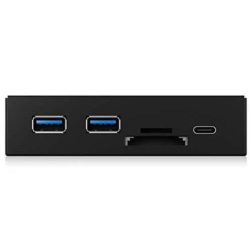 ICY BOX USB 3.0 frontpanel, 1x USB-C, 2X USB-A, SD- och microSD-kortläsare, 3,5 tum intern, metall, svart