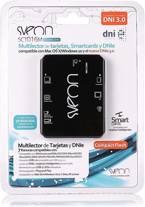 Sveon extern minneskortläsare Elektronisk dni-läsare + Kort + SIM + CF Svart