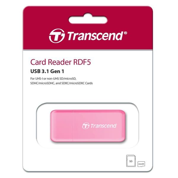 TRANSCEND RDF5 USB 3.0 Extern kortläsare för microSDHC, microSDXC, SDHC och SDXC-kort - Rosa