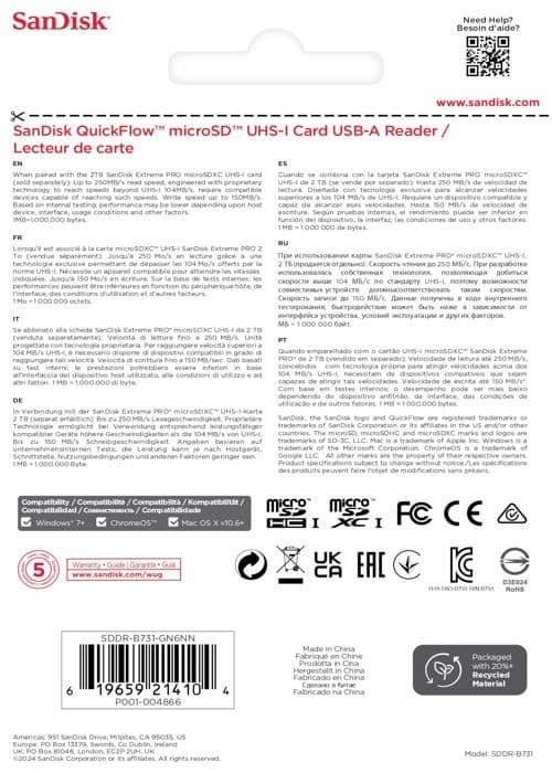 Sandisk extern minneskortläsare - SDDR-B731-GN6NN