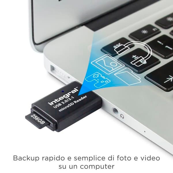 Integral - INCRUSB3.0MSDV2 - Micro SD-minneskortläsare, USB 3.1 USB 3.0, microSDHC, microSDXC, Adapter
