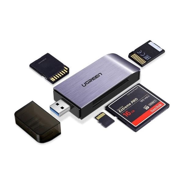 USB 3.0 Kortläsare - UGREEN - SD Micro SD TF MS CF Adapter - Aluminium - Grå