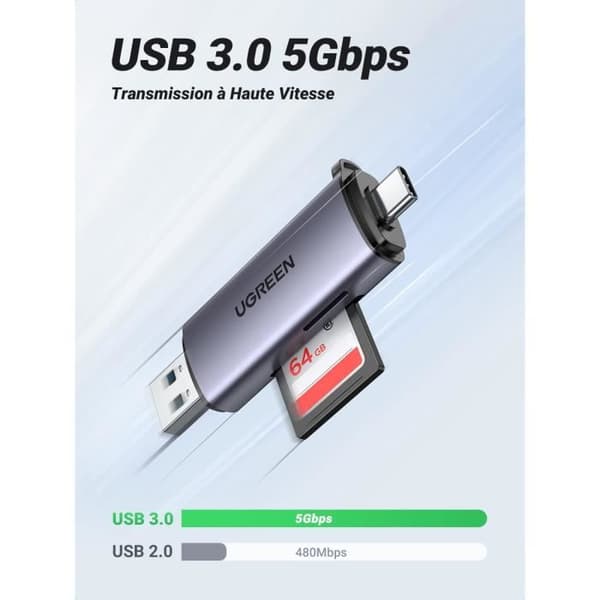 SD-kortläsare Micro SD USB C USB 3.0 2 i 1 SD-kortadapter Max 2TB Kompatibel med MacBook/iPad/Galaxy