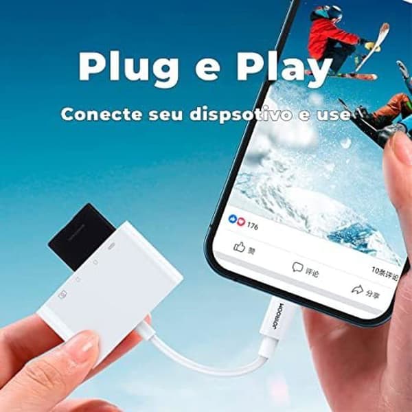 Lightning-adapter - JOYROOM - S-H142 - SD/microSD-kortläsare - USB OTG - Vit
