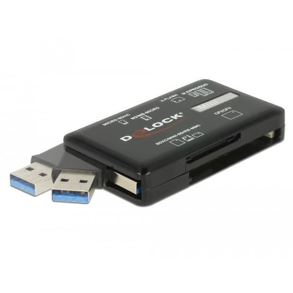 DELOCK 91758 MINNESKORTSLÄSARE USB 3.2 GEN 1 (3.1 GEN 1) SVART
