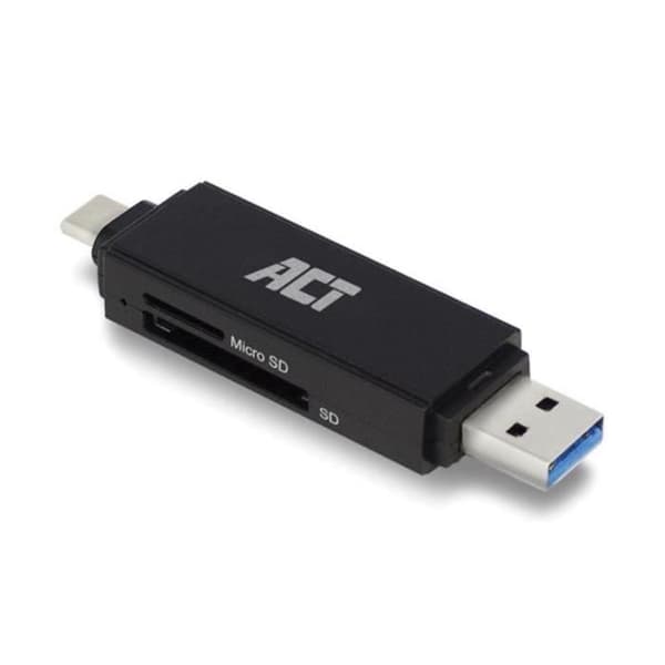ACT USB 3.2 Gen1 SD- och Micro SD-kortläsare, USB-C och Type-A-kontakt