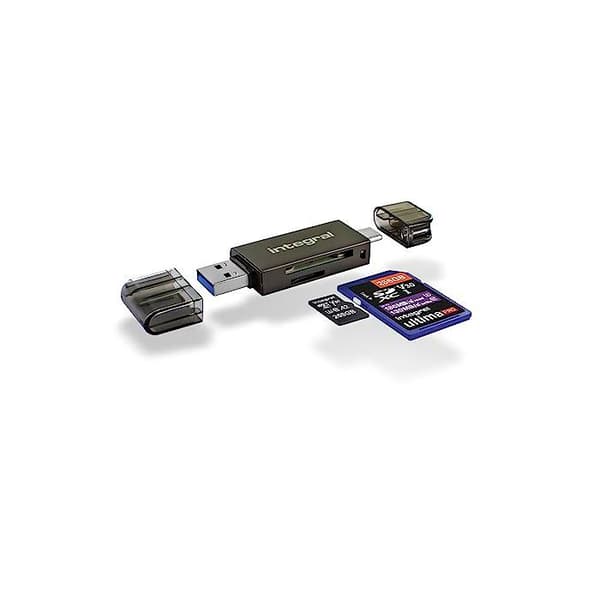 INTEGRAL minneskortläsare - Kompatibel med MicroSD, SD - USB-C och USB 3.0 - 180MB/s läsning