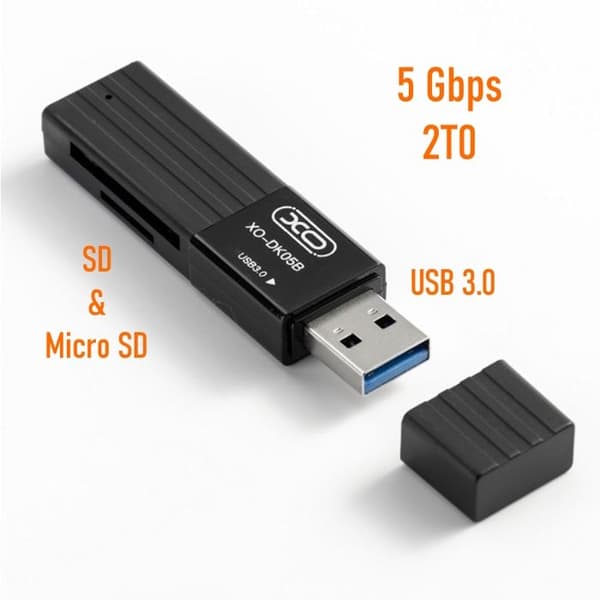USB 3.0 kortläsare - SD &amp; microSD platser - Snabb överföring 5 Gbps - Ultra kompakt kapacitet upp till 2TB