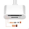 Miniatyrbild 3 av 5: SD- och MicroSD-kortläsare till USB-C och Lightning Överföring 480 Mbps LinQ Vit