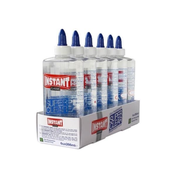 Set med 6 transparenta flytande lim 266ml - Instant - Superclear 266ml - 11141 TU