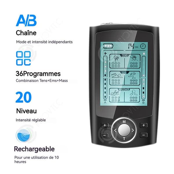 INN Muskelsimulator 36 lägen 20 hastigheter Snabbladdning Typ-C bikanal Bakgrundsbelyst LCD-skärm elektroden muskelstimulator
