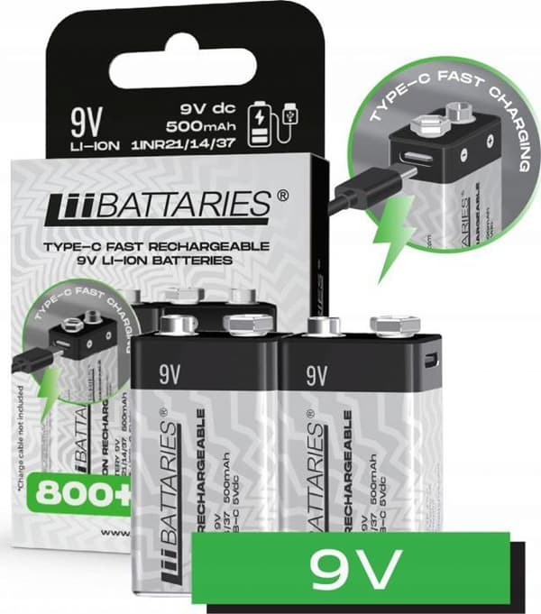 Batteri för elektroniska cigaretter Liibateries LIIBATTARIES AKUMULATORY LI-ON TYPU 9V 2st