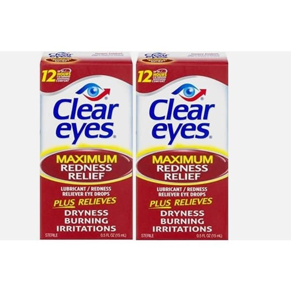 Ögondroppar - Clear Eyes - Maximal lindring av rodnad - Paket 2 x 15 mL - Lindrar rodnader