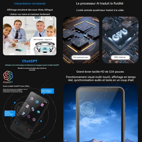INN Instant Voice Translator 3,54 tum 1500mAh 4-kärnig processor 138 språk snabböversättare med offline wifi-hotspot