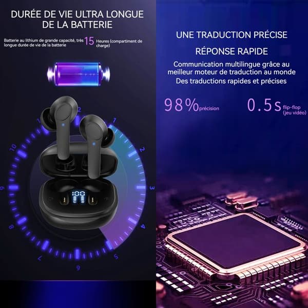INN® Översättningshörlurar 144 språk Översättning Översättningsenhet 15 timmar Endurance Headset Tvåvägsöversättning