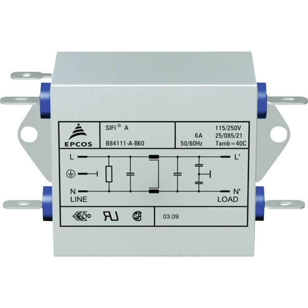 TDK B84111A0000B110 B84111A0000B110 Brusfilter 250 V/AC 10 A 0.82 mH (L x B x H) 77 x 63.5 x 38.1 mm 1 st