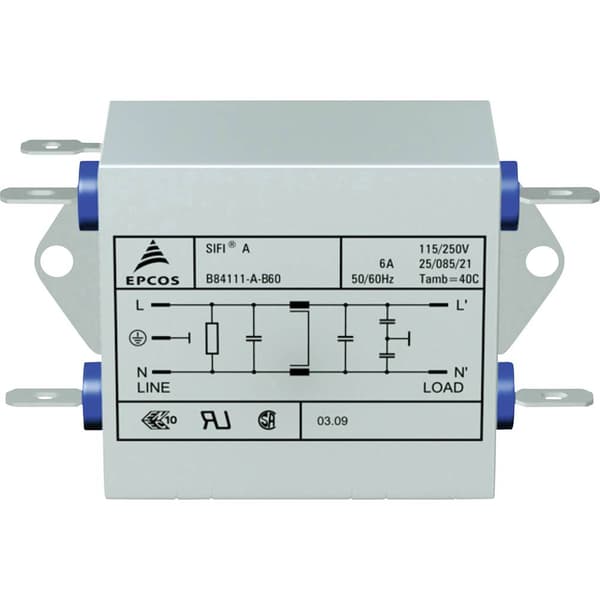 TDK B84111AB120 B84111AB120 Brusfilter Flamhämmande 250 V/AC 20 A 0.47 mH (L x B x H) 63.5 x 77 x 38.1 mm 1 st