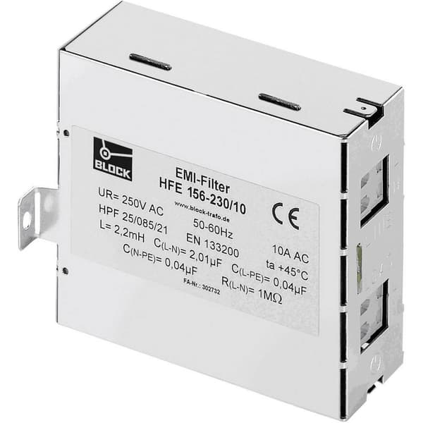 Block HFE 156-230/6 HFE 156-230/6 Radioavstörningsfilter 250 V/AC 6 A (B x H) 40 mm x 85 mm 1 st