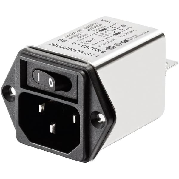 Schaffner FN 9263-3-06 FN 9263-3-06 Nätfilter med IEC-kontakt 250 V/AC 3 A 2 mH (B x H) 46 mm x 32.2 mm 1 st