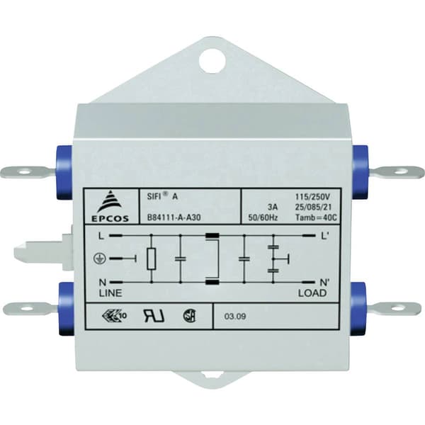 TDK B84111AA30 B84111AA30 Brusfilter Flamhämmande 250 V/AC 3 A 1.5 mH (L x B x H) 70 x 76.5 x 22.3 mm 1 st