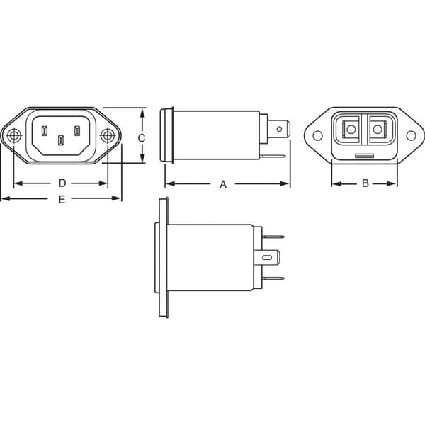 TE Connectivity 6609006-5 6609006-5 Nätfilter med IEC-kontakt 250 V/AC 3 A 1.5 mH 1 st