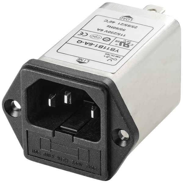 TRU COMPONENTS TC-10101432 Nätfilter med IEC-kontakt 250 V/AC 6 A 0.8 mH (L x B x H) 54.3 x 44 x 31.3 mm 1 st
