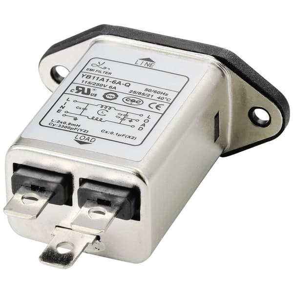 TRU COMPONENTS TC-10101412 Nätfilter med IEC-kontakt 250 V/AC 6 A 0.8 mH (L x B x H) 58 x 22.8 x 50 mm 1 st