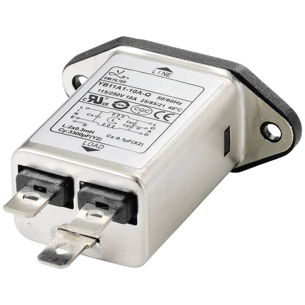 TRU COMPONENTS TC-10101440 Nätfilter med IEC-kontakt 250 V/AC 10 A 0.3 mH (L x B x H) 58 x 50 x 22.8 mm 1 st