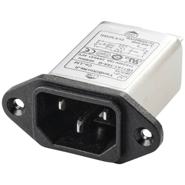 TRU COMPONENTS TC-10101440 Nätfilter med IEC-kontakt 250 V/AC 10 A 0.3 mH (L x B x H) 58 x 50 x 22.8 mm 1 st
