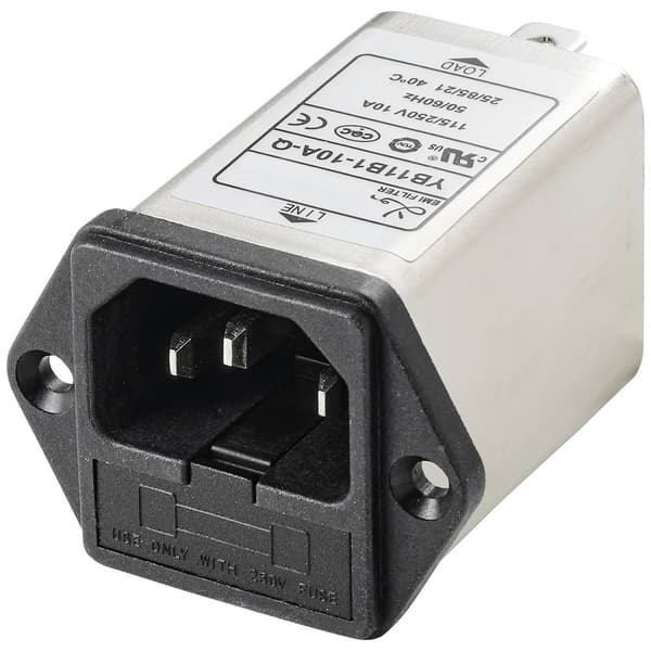 TRU COMPONENTS TC-10101436 Nätfilter med IEC-kontakt 250 V/AC 10 A 0.3 mH (L x B x H) 54.3 x 44 x 31.3 mm 1 st