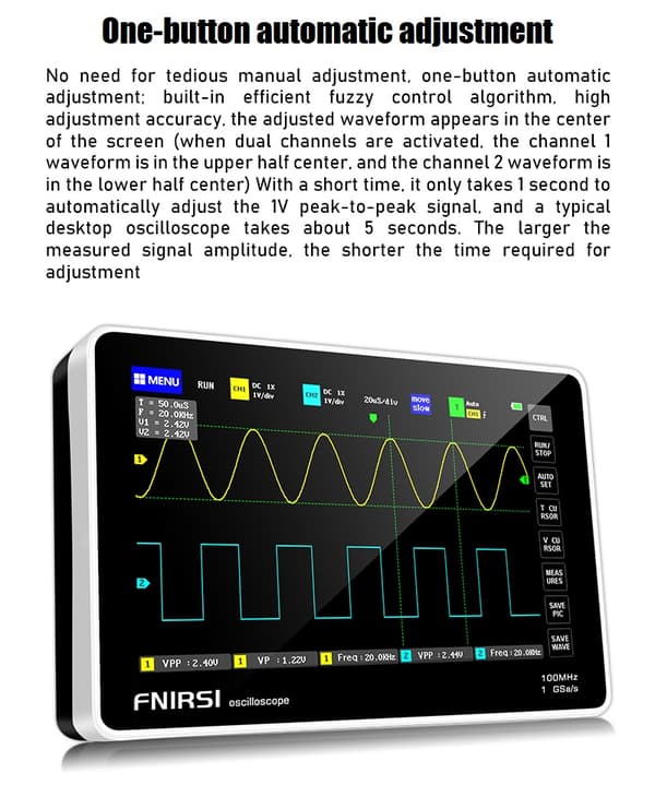 7-tommer digital 2-kanals tablet-oscilloskop 100M båndbredde 1GS/s Sampling Rate 800x480 Opløsning + Gesture Operation Oscilloskoper