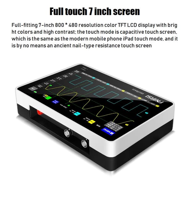 7-tommer digital 2-kanals tablet-oscilloskop 100M båndbredde 1GS/s Sampling Rate 800x480 Opløsning + Gesture Operation Oscilloskoper
