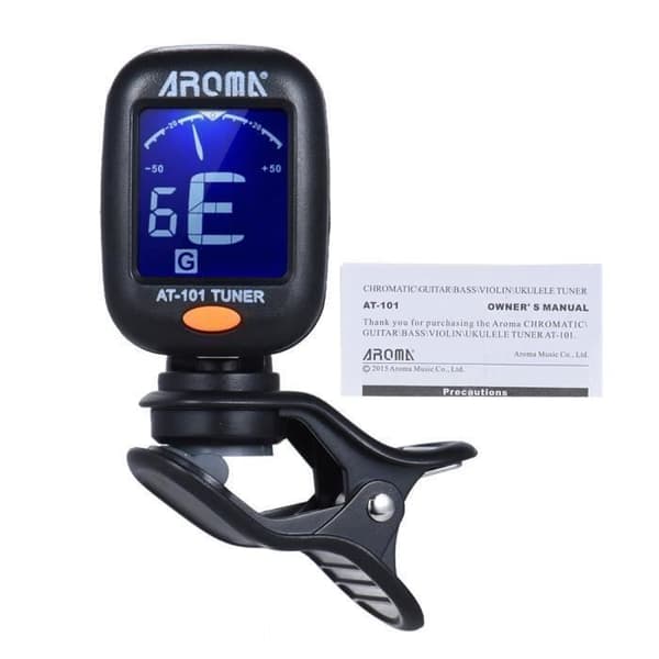 AROMA AT-101 Mini Clip-on högkänslig roterande handhållen digital tuner för gitarrbas violin ukulele