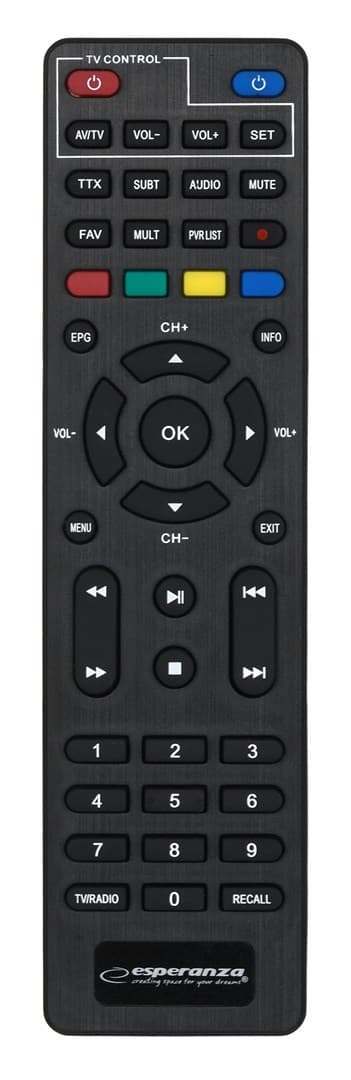 Esperanza EV106P Digital DVB-T2 H.265/HEVC tuner, sort
