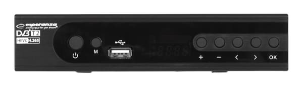 Esperanza EV106P Digital DVB-T2 H.265/HEVC tuner, sort